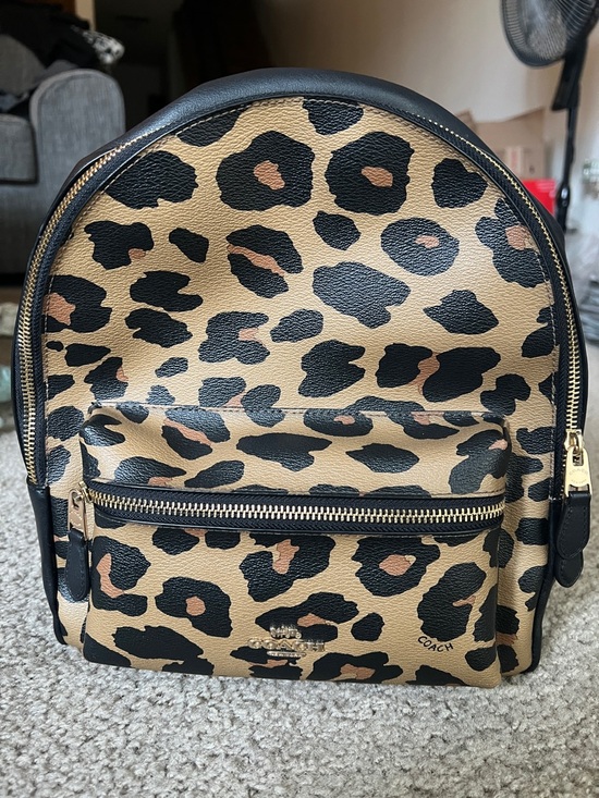 Coach Handbags - Authentic Coach Leopard Print Mini Backpack - Tan, Black & Brown